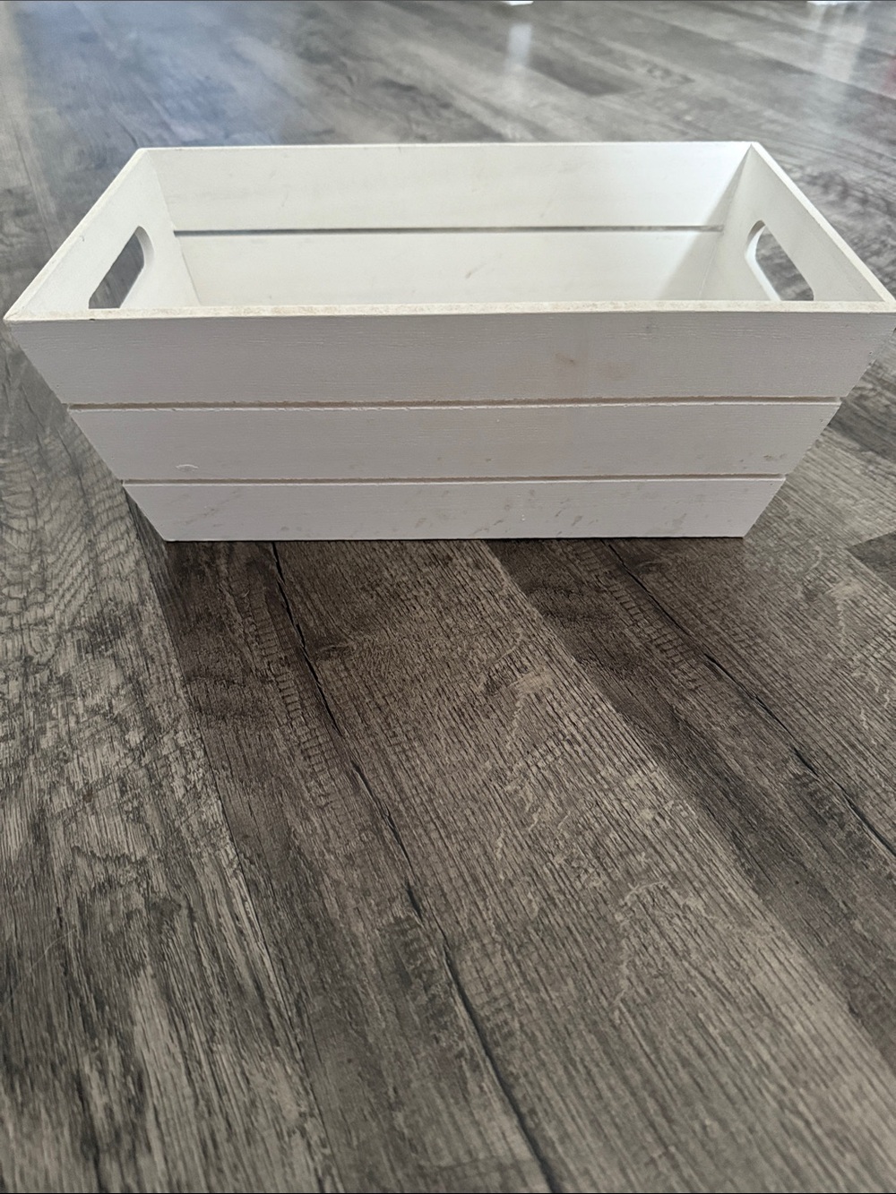 White Wooden Slatted Decorative Storage Crate - Picture 4 of 6